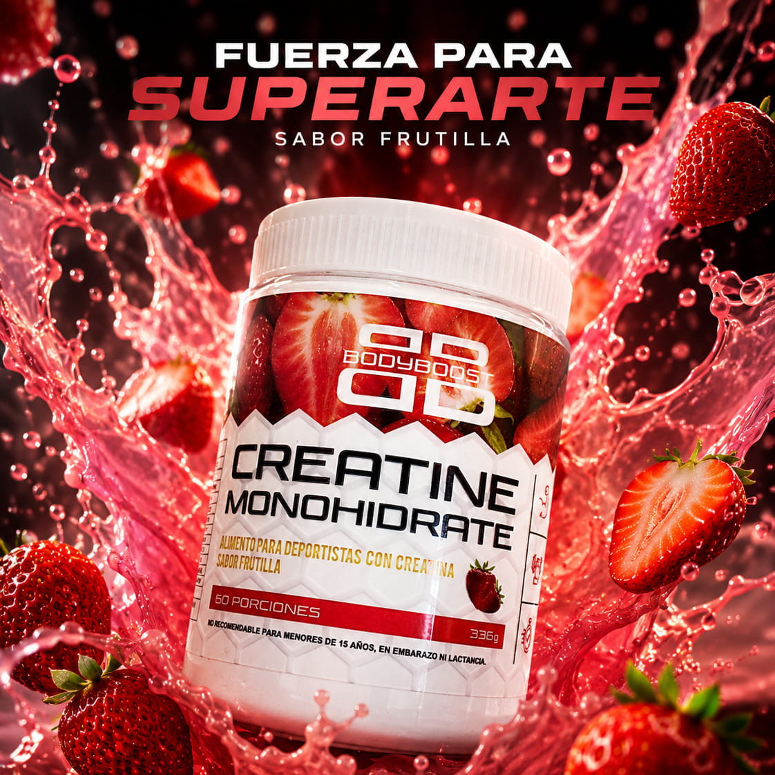 Pack creatina polvo Berries y Frutilla + Shaker gratis